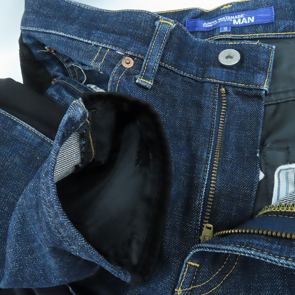 実際に弊社で買取させて頂いた【難有り】JUNYA WATANABE COMME des GARCONS MAN/ジュンヤワタナベ コムデギャルソンマン パッチワーク 切替デニムパンツ Sの画像 4枚目