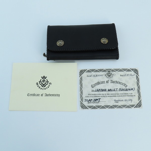 実際に弊社で買取させて頂いた【ギャラ付】Gabor/ガボール G＆クラウン スティングレイ クロスインレイ レザーウォレット クラウンＧボタンン Tバー付の画像 9枚目
