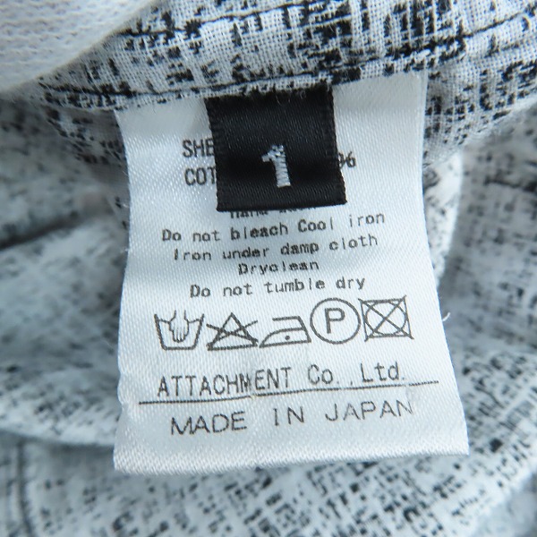 実際に弊社で買取させて頂いたKAZUYUKI KUMAGAI ATTACHMENT/カズユキクガマイ アタッチメント ジャガード 長袖 シャツ ブラック/1の画像 3枚目