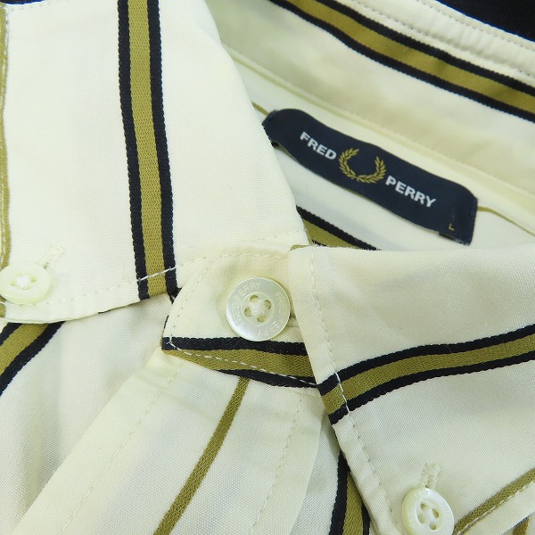 実際に弊社で買取させて頂いたFRED PERRY/フレッドペリー 胸刺繍 ストライプシャツ 長袖 ボタンシャツ F4544/Lの画像 6枚目