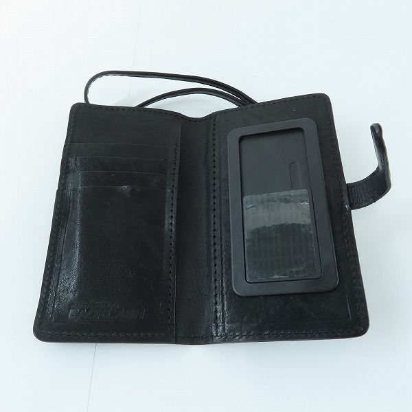 実際に弊社で買取させて頂いたISAMU KATAYAMA BACKLASH/バックラッシュ  携帯カバー 墨染めウォレット スマホケース 849-03の画像 3枚目