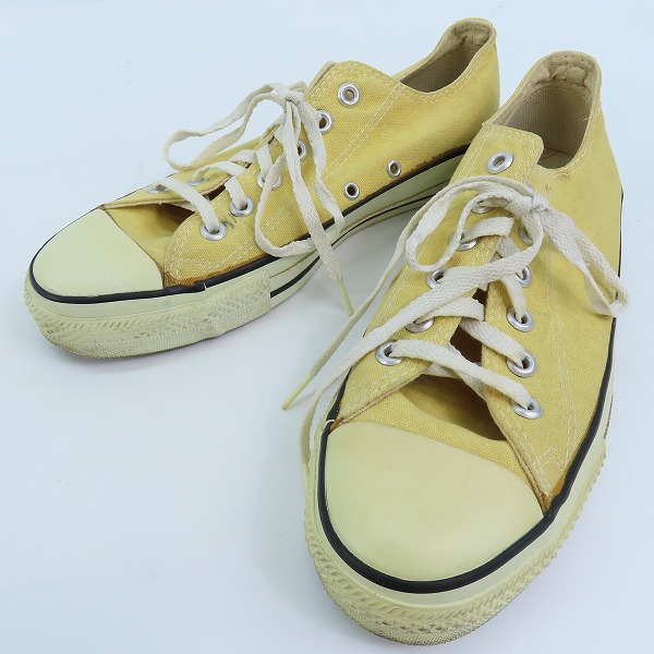 実際に弊社で買取させて頂いたCONVERSE/コンバース USA製 90年代製 ヴィンテージ CANVAS ALL STARオールスター イエロー系/7.5