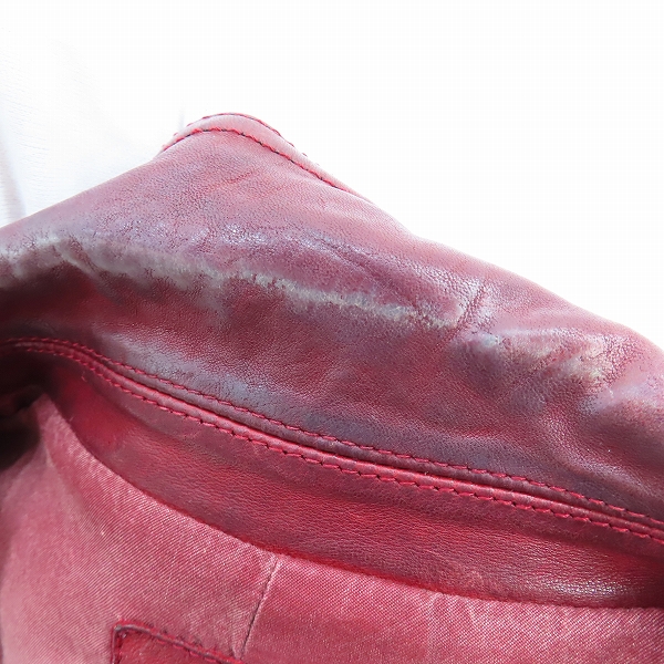 実際に弊社で買取させて頂いたBACKLASH/バックラッシュ ジャパンホースレザー製品染めダブルライダース 1606-03/3の画像 4枚目