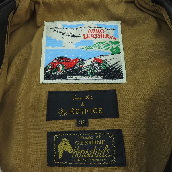 実際に弊社で買取させて頂いたAero LEATHER/エアロレザー エディフィス別注 ハーフベルデッド ホースハイドレザージャケット/36の画像 2枚目