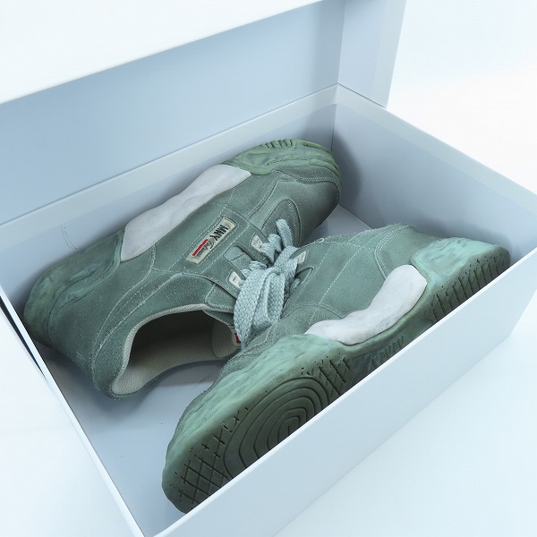 実際に弊社で買取させて頂いたMaison MIHARA YASUHIRO/ミハラヤスヒロ PARKER brushed suede/ダメージ加工 OG ソール スニーカー ライトブルー A09FW709/43の画像 8枚目