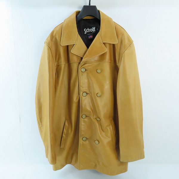 実際に弊社で買取させて頂いたSchott/ショット レザー ダブル Pコート/XXL
