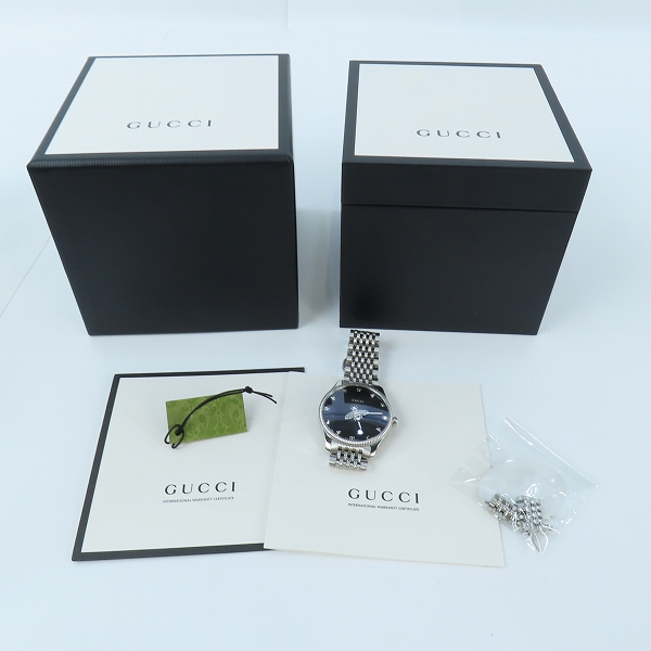 実際に弊社で買取させて頂いたGUCCI/グッチ Quartz Bee Metal Watch Silver Gタイムレス クォーツ 腕時計 YA1264154の画像 9枚目