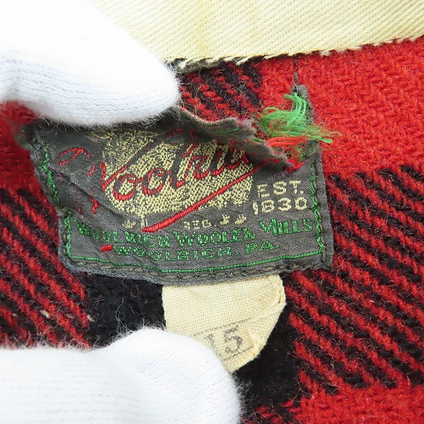 実際に弊社で買取させて頂いた【難有】Woolrich/ウールリッチ ヴィンテージ ハーフジップ 長袖シャツ/15の画像 2枚目