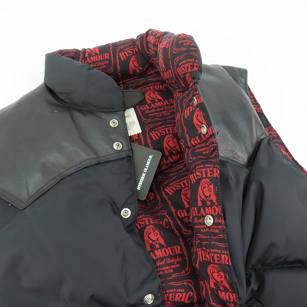 実際に弊社で買取させて頂いたHYSTERIC GLAMOUR×Rocky Mountain Featherbed/ヒステリックグラマー レザーヨーク ダウンベスト 0234AV01 Mの画像 5枚目
