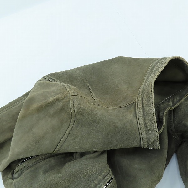 実際に弊社で買取させて頂いたISAMUKATAYAMA BACKLASH/カーフスエード/バイオウォッシュシングルライダースジャケット カウレザー 1255-03/Mの画像 5枚目