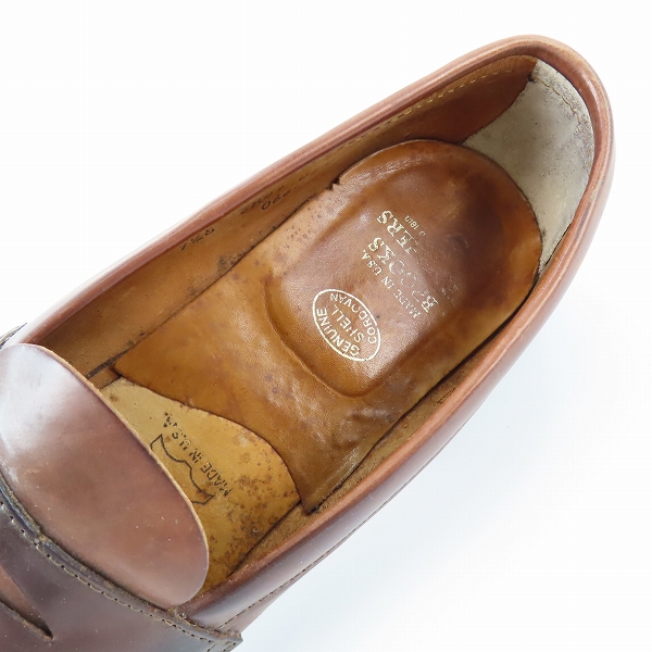実際に弊社で買取させて頂いたAlden×Brooks brothers/オールデン×ブルックスブラザーズ  コードバン アンラインド ペニーローファー 06603/7.5Eの画像 4枚目