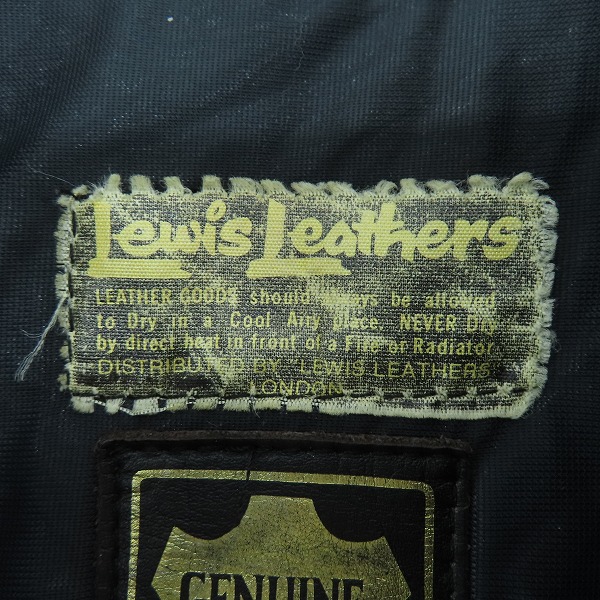 実際に弊社で買取させて頂いたLewis Leathers/ルイスレザー GENUINE HIDE 80s ヴィンテージ ライダース/38の画像 2枚目