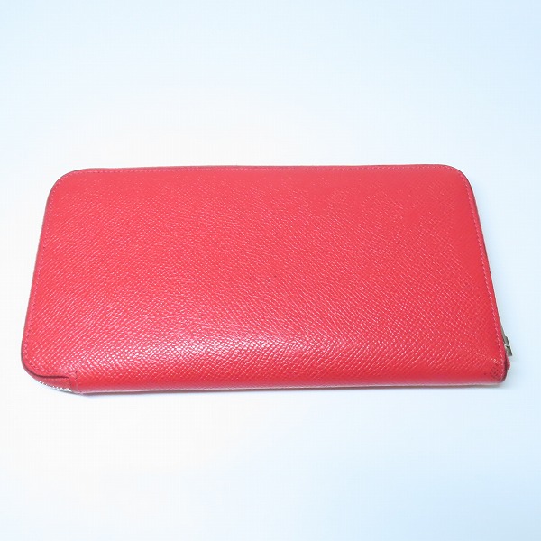 実際に弊社で買取させて頂いたHERMES/エルメス アザップロングシルクイン ヴォーエプソン ラウンドファスナー 長財布/ウォレット レッドの画像 1枚目
