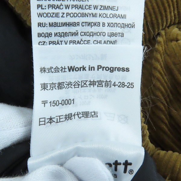 実際に弊社で買取させて頂いたCarhartt/カーハート WHITSOME SHIRT JAC コーデュロイ ジャケット/XXLの画像 7枚目