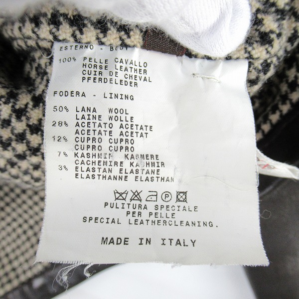 実際に弊社で買取させて頂いたETRO/エトロ 裏地千鳥柄 ホースレザー シングルライダースジャケット XXLの画像 4枚目