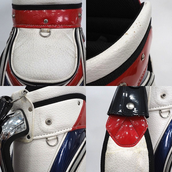 実際に弊社で買取させて頂いた【フード無し】HONMA/ホンマ/本間 CB-1810 ゴルフ モグラアクセント 5分割 キャディバッグ トリコロールの画像 4枚目