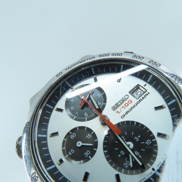 実際に弊社で買取させて頂いたSEIKO/セイコー クロノ スピードマスター ステンレス スチール クオーツ パンダ文字盤 腕時計 7T52-6A20【動作未確認】の画像 5枚目