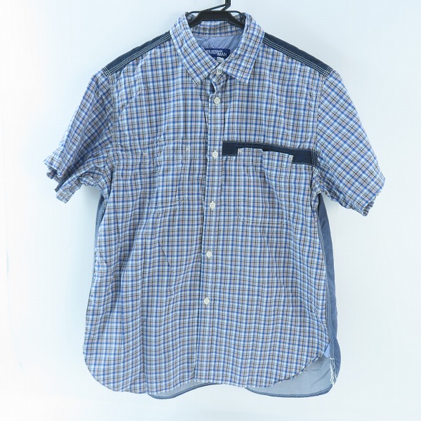 実際に弊社で買取させて頂いたJUNYA WATANABE MAN/ジュンヤワタナベマン AD2017 切替 チェック柄半袖シャツ WA-B031/M