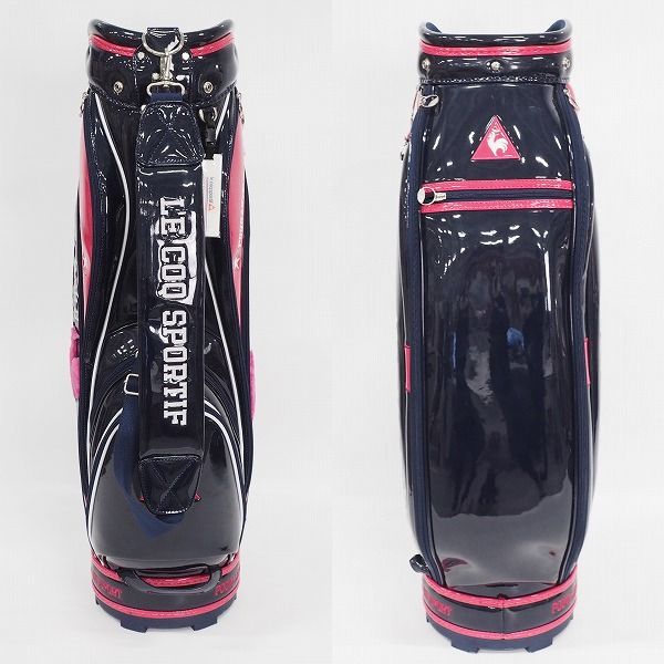 実際に弊社で買取させて頂いたle coq sportif/ルコックスポルティフ ゴルフ QQCMJJ00 9型 6分割 エナメル キャディバッグ ネイビーｘピンクの画像 2枚目