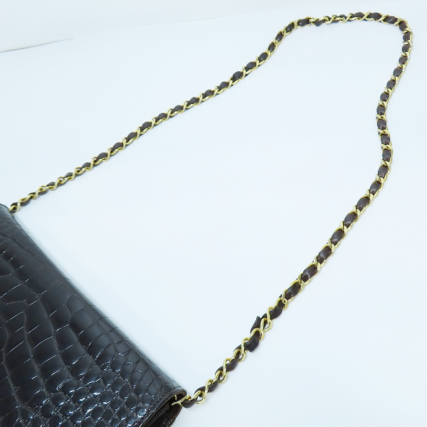 実際に弊社で買取させて頂いたCHANEL/シャネル ヴィンテージ クロコダイル チェーンショルダーバッグの画像 3枚目