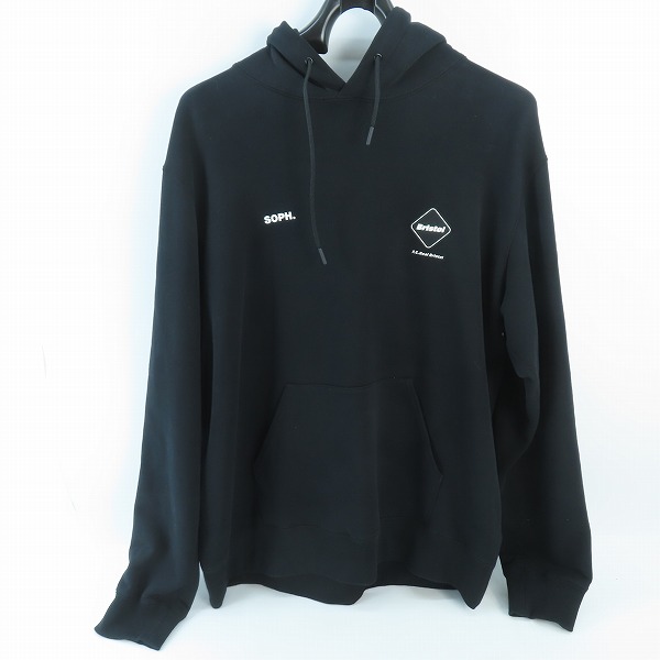 実際に弊社で買取させて頂いたF.C.Real Bristol/エフシーレアルブリストル 23SS LEATHER APPLIQUE SWEAT HOODIE/パーカー FCRB-230066/XL