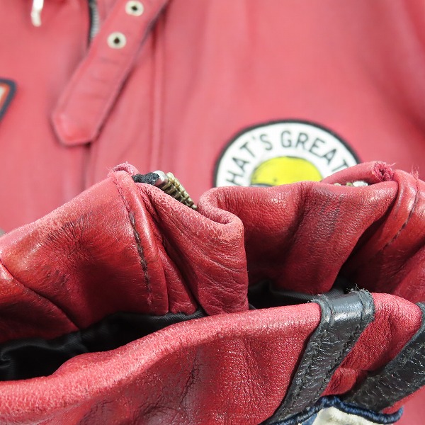 実際に弊社で買取させて頂いたSchott/ショット カスタムワッペン クラシックレーシング レザー シングル ライダースジャケット 3191045/Lの画像 9枚目