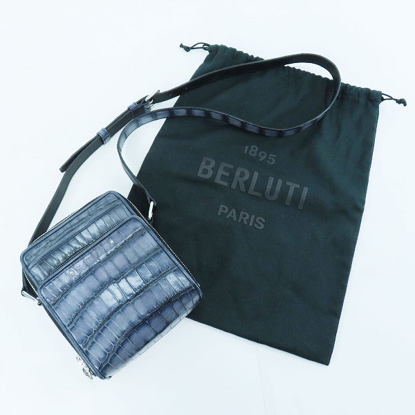 実際に弊社で買取させて頂いたBerluti/ベルルッティ クロコダイルレザー ショルダーバッグの画像 8枚目