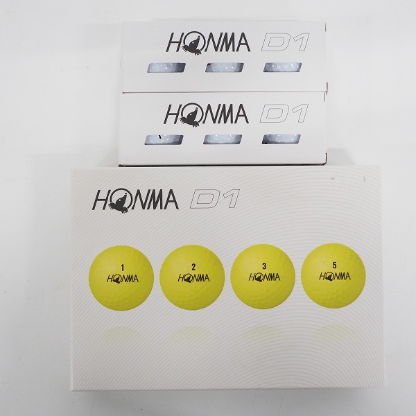 実際に弊社で買取させて頂いた【未使用】HONMA/ホンマ D1 DYNAMIC DISTANCE ゴルフボール イエロー・ホワイト  計18個の画像 3枚目