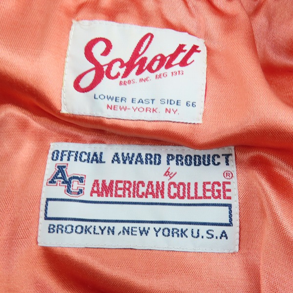 実際に弊社で買取させて頂いたSchott/ショット AMERICAN COLLEGE MA-1/フライトジャケット アイボリー系 3142046 /Mの画像 2枚目