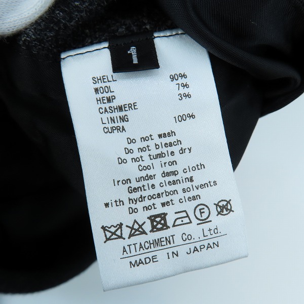 実際に弊社で買取させて頂いたKAZUYUKI KUMAGAI ATTACHMENT/カズユキクガマイ アタッチメント ウール チェスターコート/1の画像 3枚目