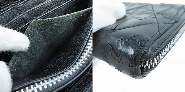 実際に弊社で買取させて頂いたCHROME HEARTS/クロムハーツ REC-F ZIP/ジップ キルテッドセメタリークロスパッチ ウォレット/長財布の画像 8枚目