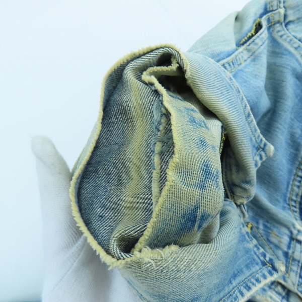 実際に弊社で買取させて頂いた【難有】Lee/リー ヴィンテージ 101-J 70s初期 四角黒タグ デニムジャケット/38の画像 5枚目