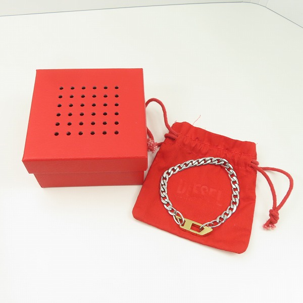 実際に弊社で買取させて頂いたDIESEL/ディーゼル Dロゴ ブレスレット シルバー×ゴールドの画像 6枚目