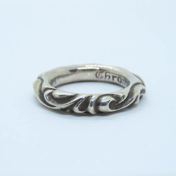 実際に弊社で買取させて頂いたCHROME HEARTS/クロムハーツ SCRL BAND/スクロールバンド リング 17.5-18号の画像 2枚目