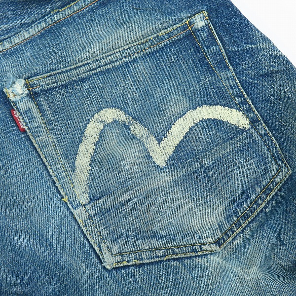 実際に弊社で買取させて頂いたEVIS/エヴィス/エビス No 2/LOT 2001 カモメプリント デニムパンツ/ジーンズ/31×35の画像 8枚目