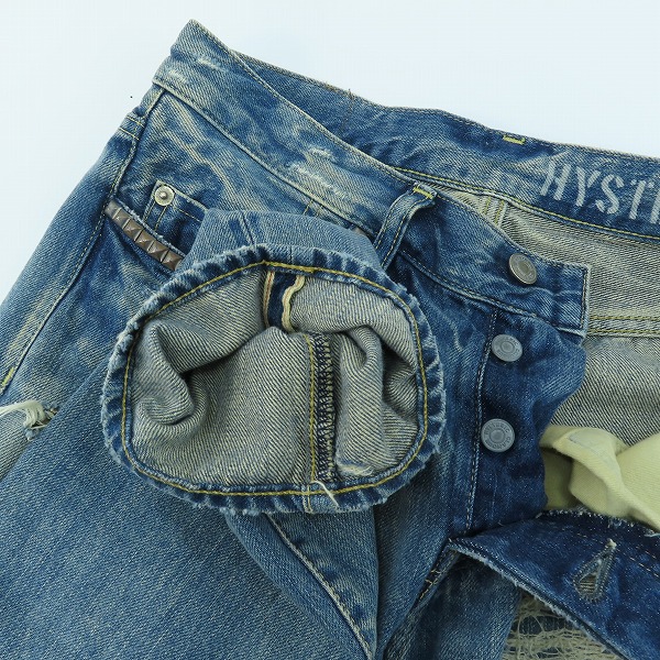 実際に弊社で買取させて頂いたHYSTERIC GLAMOUR/ヒステリックグラマー CR加工セルビッジクラッシュデニムパンツ 0234AP08/29の画像 2枚目
