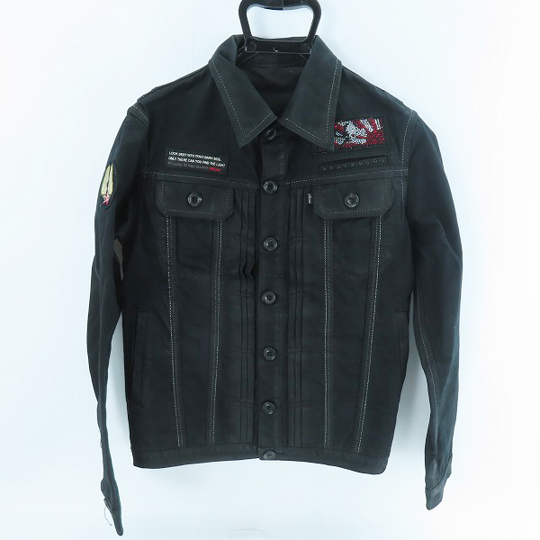 実際に弊社で買取させて頂いたRoen/ロエン スワロフスキー装飾 バックワッペン デニムジャケット ブラック/46