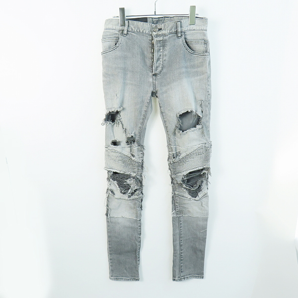 実際に弊社で買取させて頂いたBALMAIN/バルマン ダメージバイカーデニムパンツ/30
