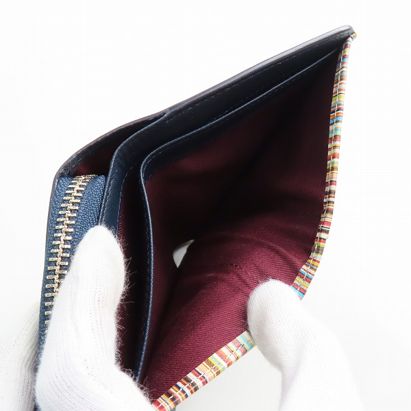 実際に弊社で買取させて頂いたPaul Smith/ポールスミス 二つ折り コンパクト財布/ウォレット ネイビー PSC784の画像 6枚目