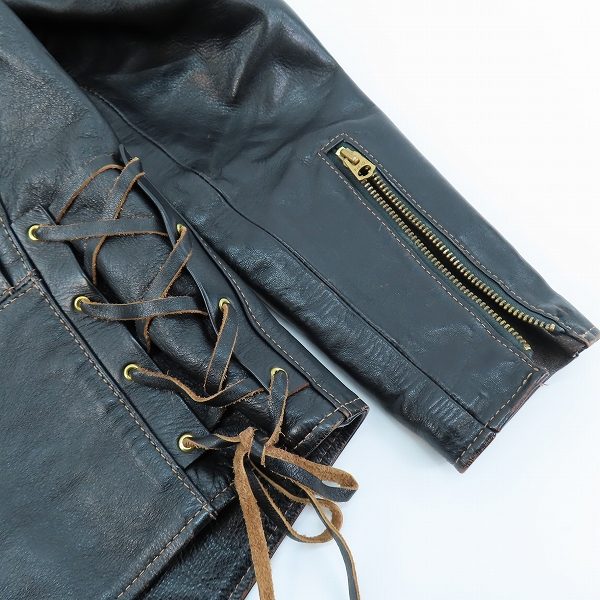 実際に弊社で買取させて頂いたThe Flat Head/フラットヘッド 馬革/ホースハイド シングルライダースジャケット 40の画像 5枚目