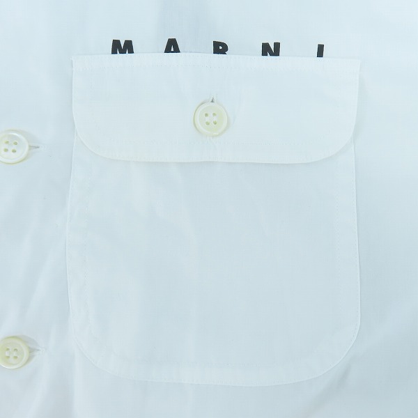 実際に弊社で買取させて頂いたMARNI/マルニ 2023AW ホワイトポプリン ロングスリーブ ロゴ ボーリングシャツ CUMU0246P1-USCT88/48の画像 4枚目