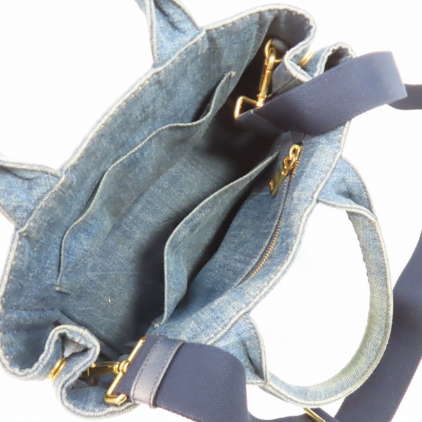 実際に弊社で買取させて頂いたPRADA/プラダ CANAPA/カナパ デニム 2WAY ハンド/ショルダー バッグ 1BG439の画像 4枚目