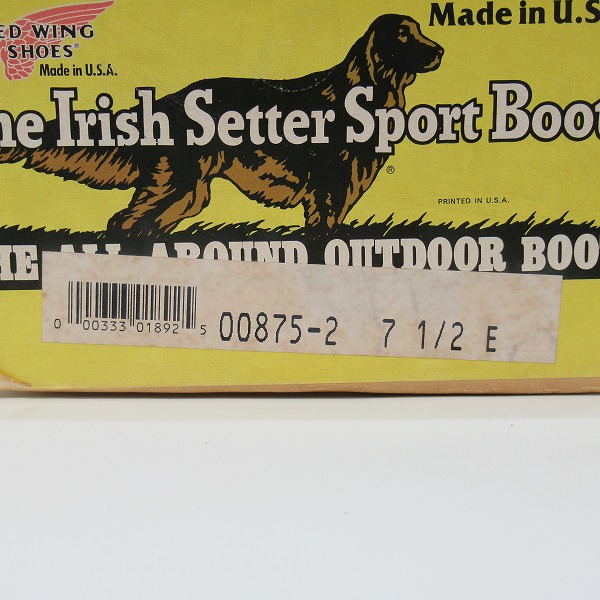 実際に弊社で買取させて頂いたRED WING/レッドウィング 半円犬タグ アイリュッシュセッターブーツ 875/7.5Eの画像 9枚目