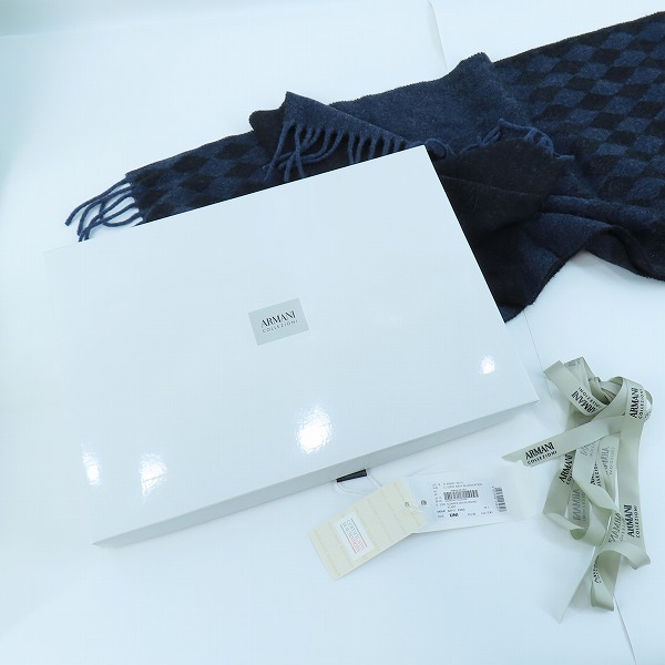 実際に弊社で買取させて頂いた【未使用】ARMANI COLLEZIONI/アルマーニコレツィオーニ カシミヤ/ウール フリンジマフラーの画像 5枚目