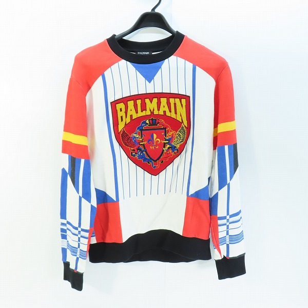 実際に弊社で買取させて頂いたBALMAIN/バルマン エンブレム 刺繍 スウェット シャツ M
