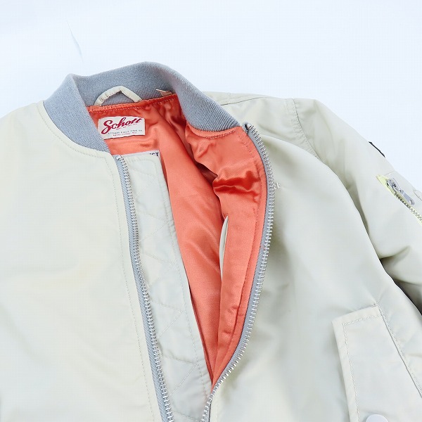 実際に弊社で買取させて頂いたSchott/ショット AMERICAN COLLEGE MA-1/フライトジャケット アイボリー系 3142046 /Mの画像 5枚目