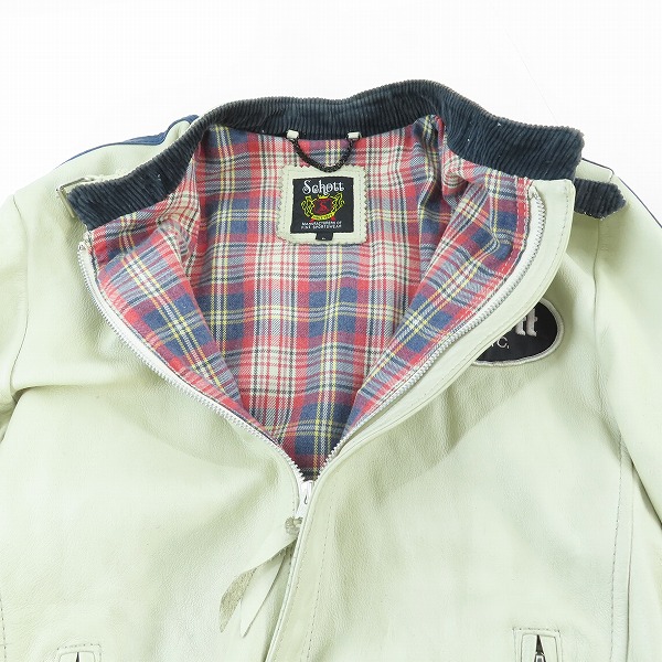 実際に弊社で買取させて頂いたSchott/ショット クラシックレーサージャケット ホワイト 3111018/Lの画像 2枚目