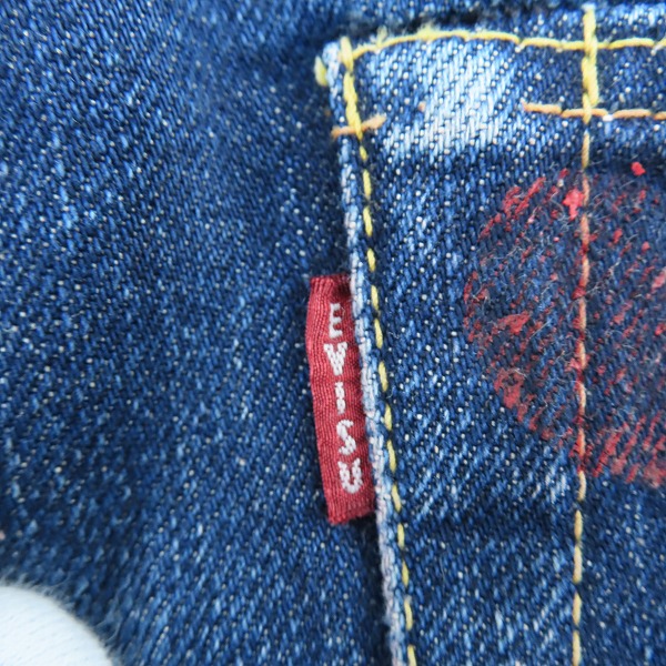 実際に弊社で買取させて頂いたEVISU/エヴィス No.0 Lot.2001 道楽 ペイント加工 デニムパンツ 32×35の画像 3枚目