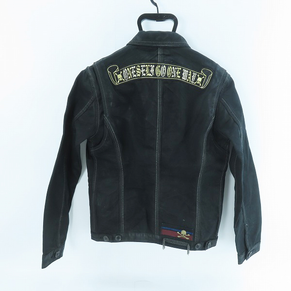 実際に弊社で買取させて頂いたRoen/ロエン スワロフスキー装飾 バックワッペン デニムジャケット ブラック/46の画像 1枚目