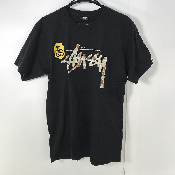 実際に弊社で買取させて頂いたSTUSSY×A BATHING APE/ステューシー×アベイシングエイプ  ロゴプリント Tシャツ ブラック M